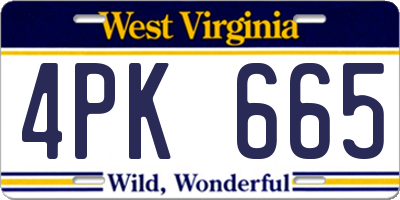 WV license plate 4PK665