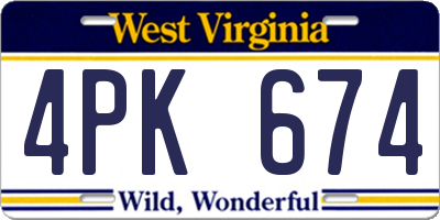 WV license plate 4PK674