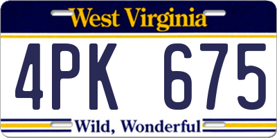 WV license plate 4PK675