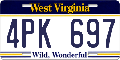 WV license plate 4PK697