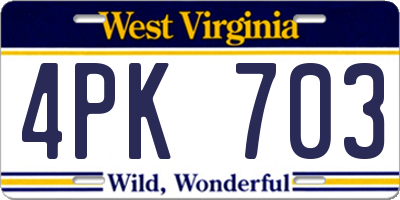 WV license plate 4PK703