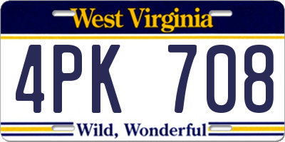 WV license plate 4PK708