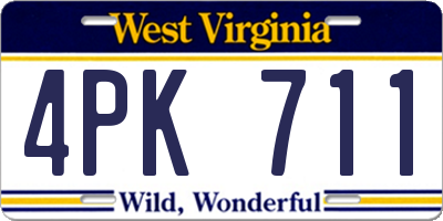 WV license plate 4PK711