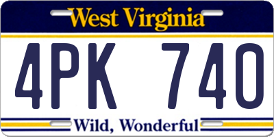 WV license plate 4PK740