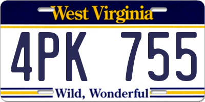 WV license plate 4PK755