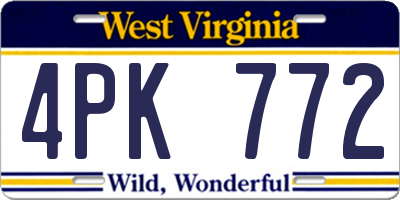 WV license plate 4PK772