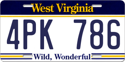 WV license plate 4PK786