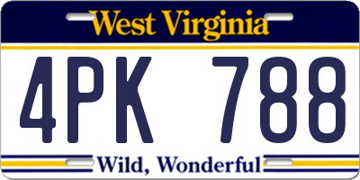 WV license plate 4PK788