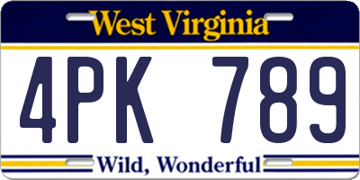 WV license plate 4PK789