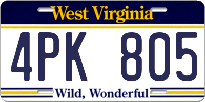 WV license plate 4PK805