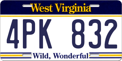 WV license plate 4PK832