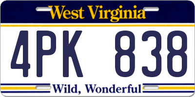 WV license plate 4PK838