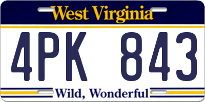 WV license plate 4PK843