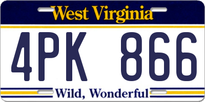 WV license plate 4PK866