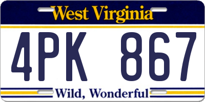 WV license plate 4PK867
