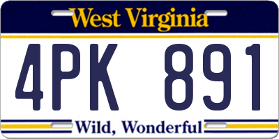 WV license plate 4PK891