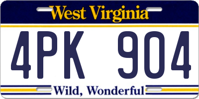 WV license plate 4PK904
