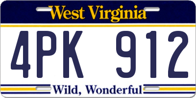 WV license plate 4PK912