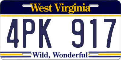WV license plate 4PK917