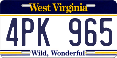 WV license plate 4PK965