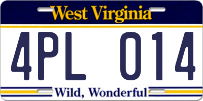 WV license plate 4PL014