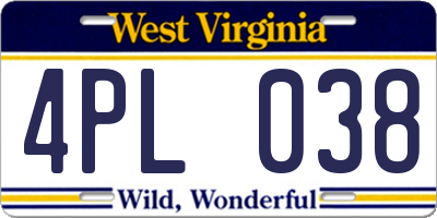 WV license plate 4PL038