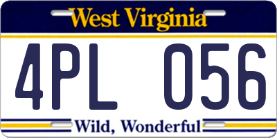 WV license plate 4PL056