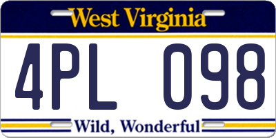 WV license plate 4PL098