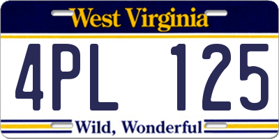WV license plate 4PL125