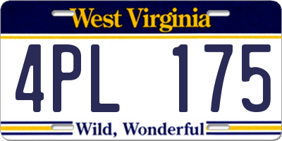 WV license plate 4PL175