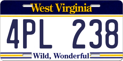 WV license plate 4PL238