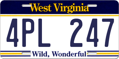 WV license plate 4PL247