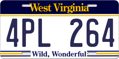 WV license plate 4PL264