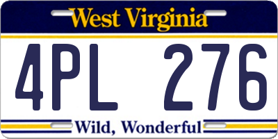 WV license plate 4PL276