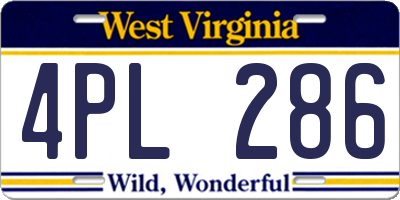 WV license plate 4PL286