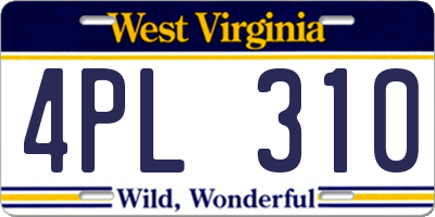 WV license plate 4PL310