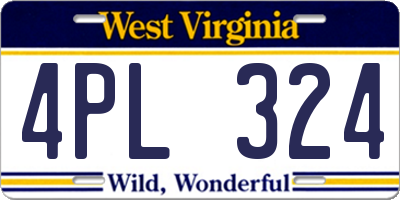 WV license plate 4PL324