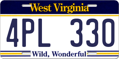 WV license plate 4PL330