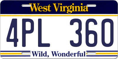 WV license plate 4PL360