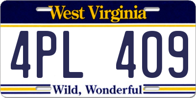 WV license plate 4PL409