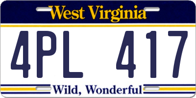 WV license plate 4PL417