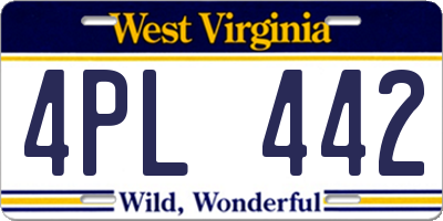 WV license plate 4PL442