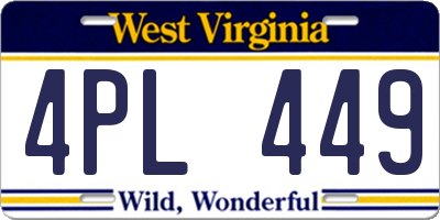WV license plate 4PL449