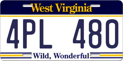 WV license plate 4PL480