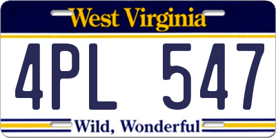WV license plate 4PL547
