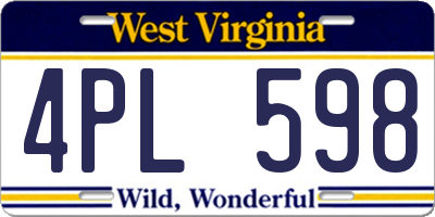 WV license plate 4PL598