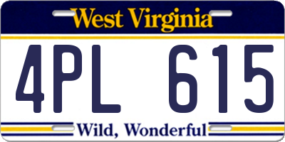 WV license plate 4PL615