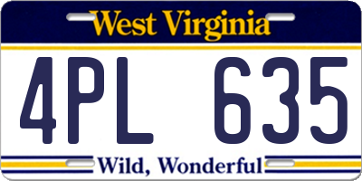 WV license plate 4PL635