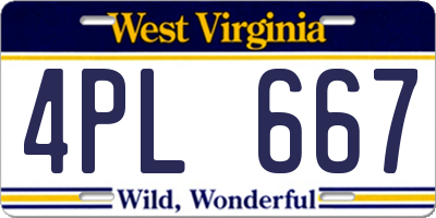 WV license plate 4PL667