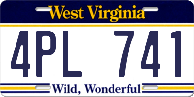 WV license plate 4PL741